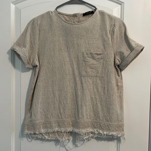 Cream/Tan Short Sleeve Blouse